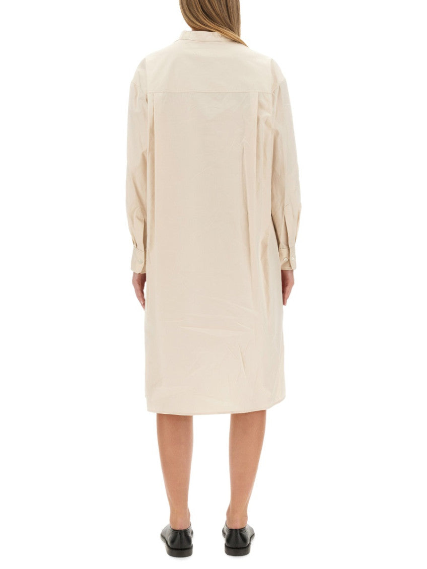 White Mandarin Collar Midi Dress 3