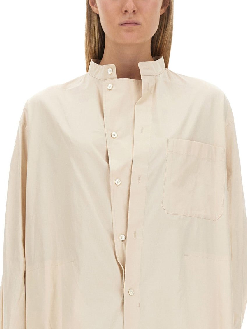 White Mandarin Collar Midi Dress 4