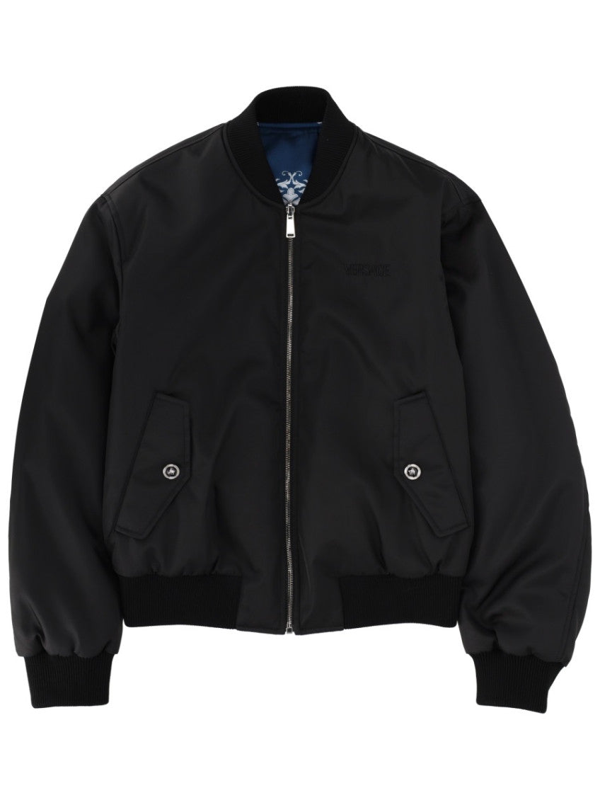 Black Solid Mock Collar Jacket 1