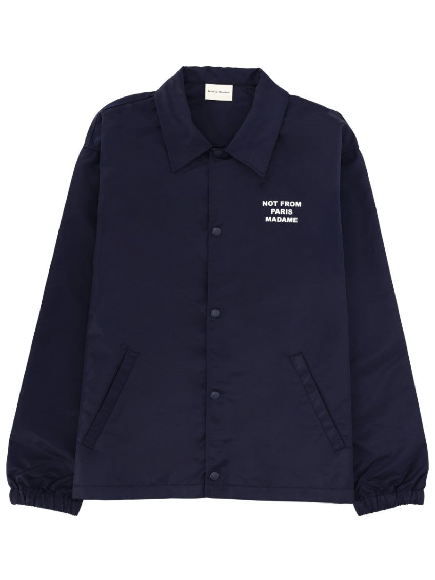Navy Blue Logo Shirt Collar Jacket 1