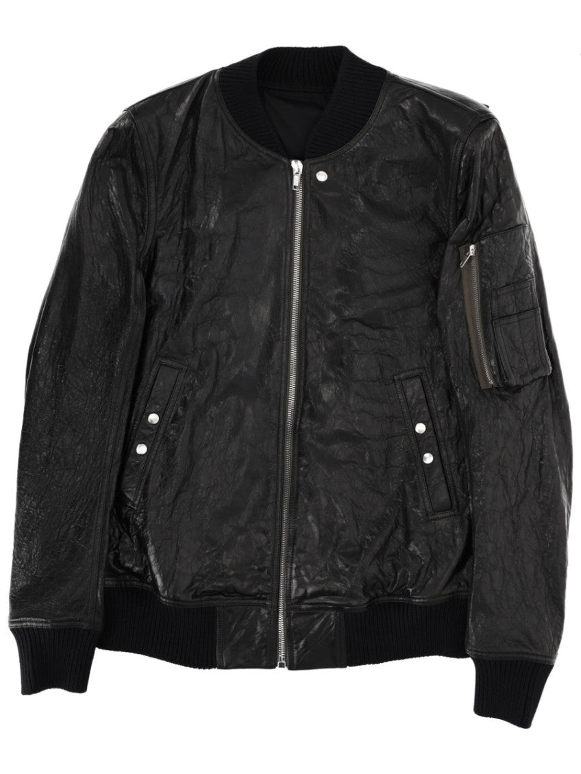 Black Textured Round Neck Jacket 1