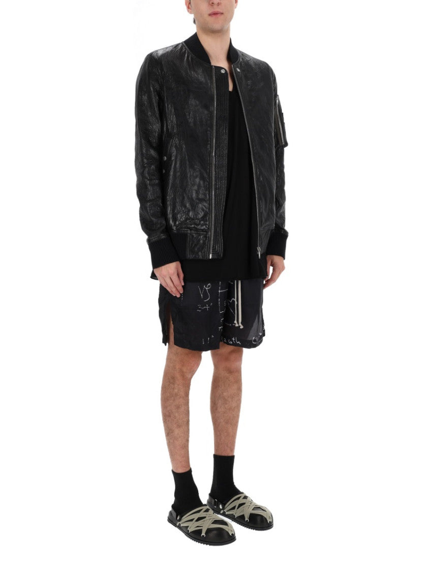 Black Textured Round Neck Jacket 2