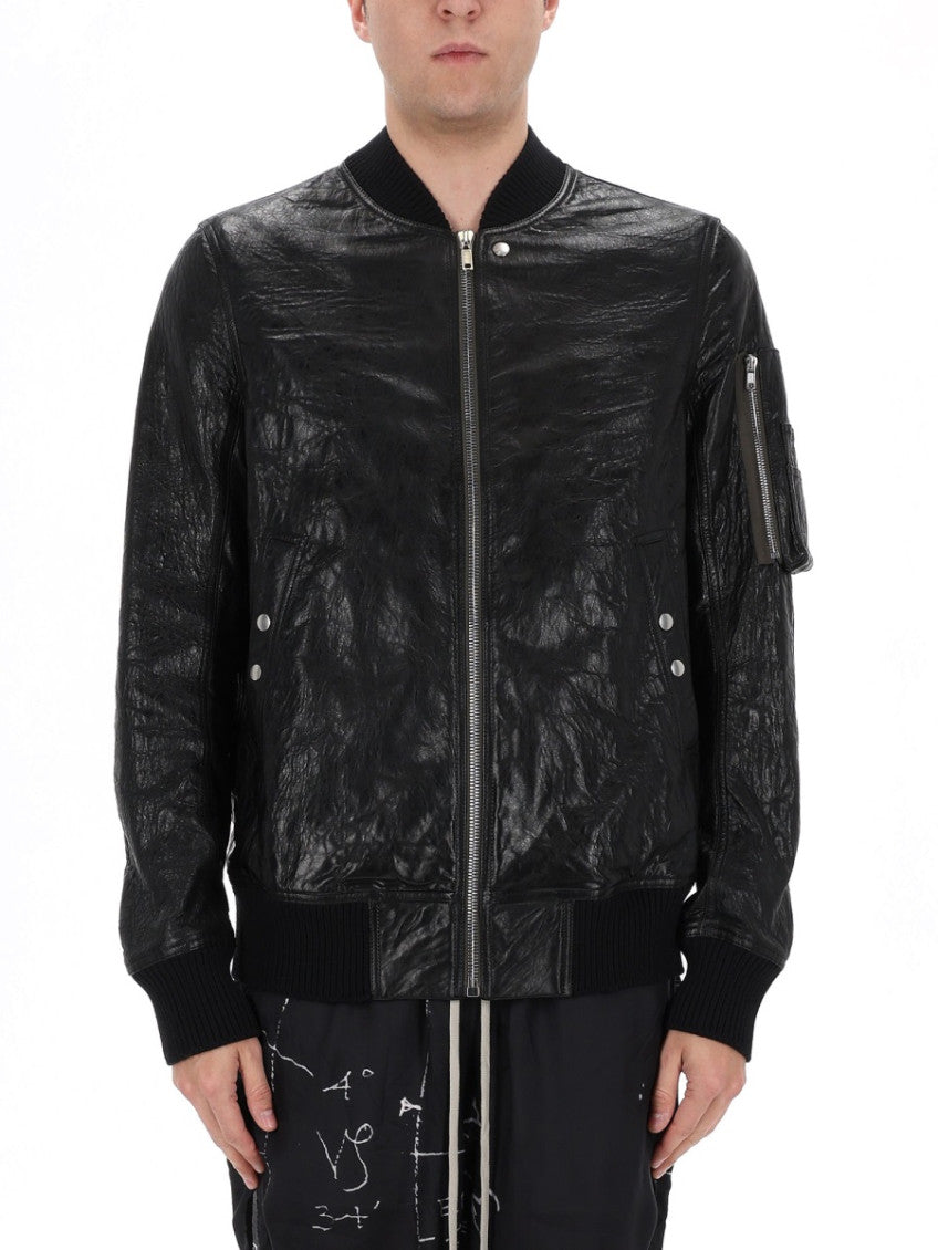 Black Textured Round Neck Jacket 3