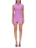 Pink Shirt Collar Mini Dress 1
