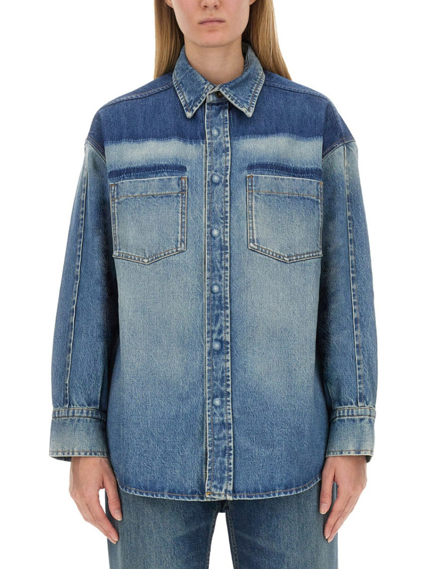 Denim Oversized Solid Shirt 1