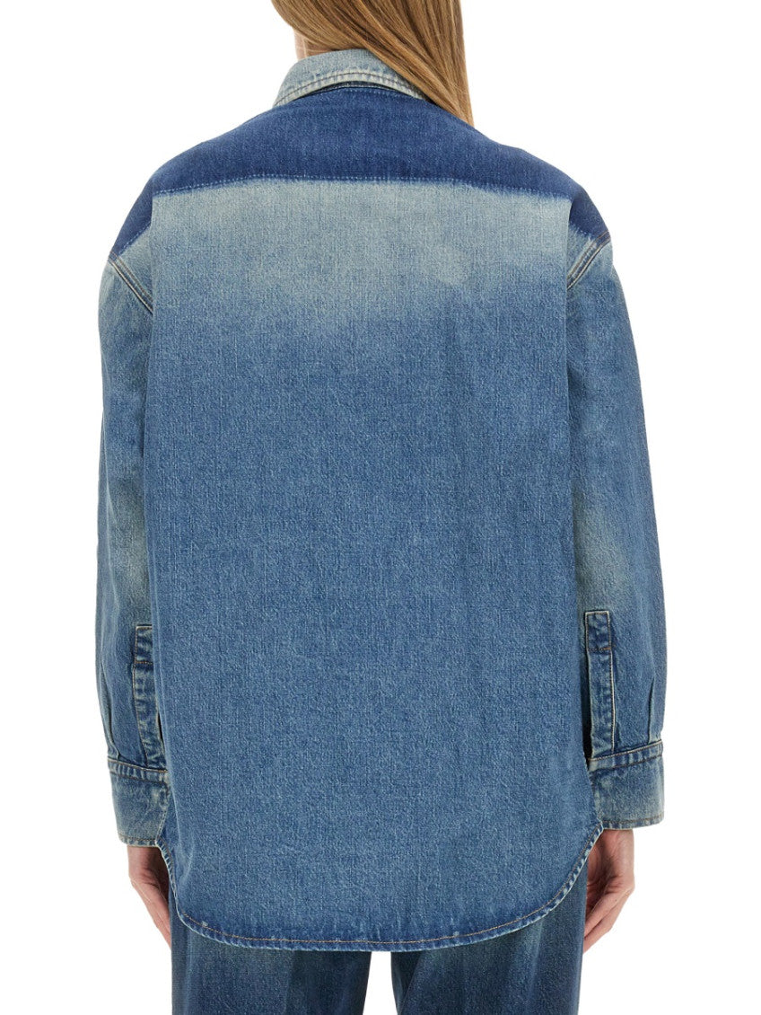 Denim Oversized Solid Shirt 2
