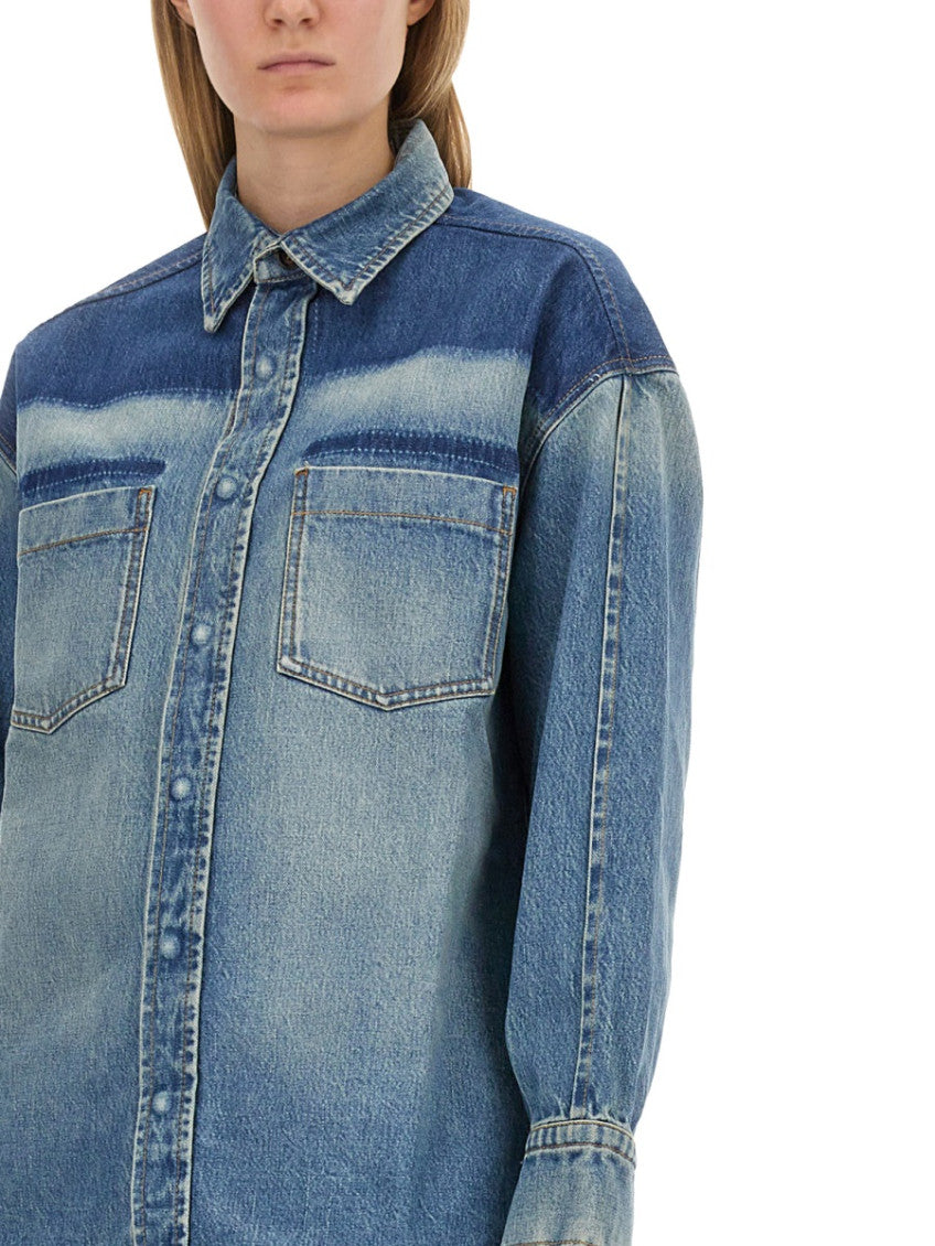 Denim Oversized Solid Shirt 3