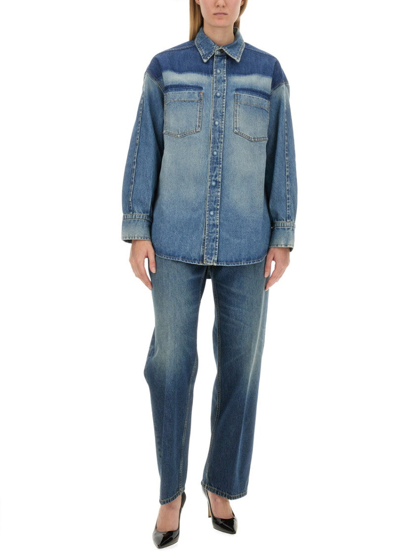 Denim Oversized Solid Shirt 4