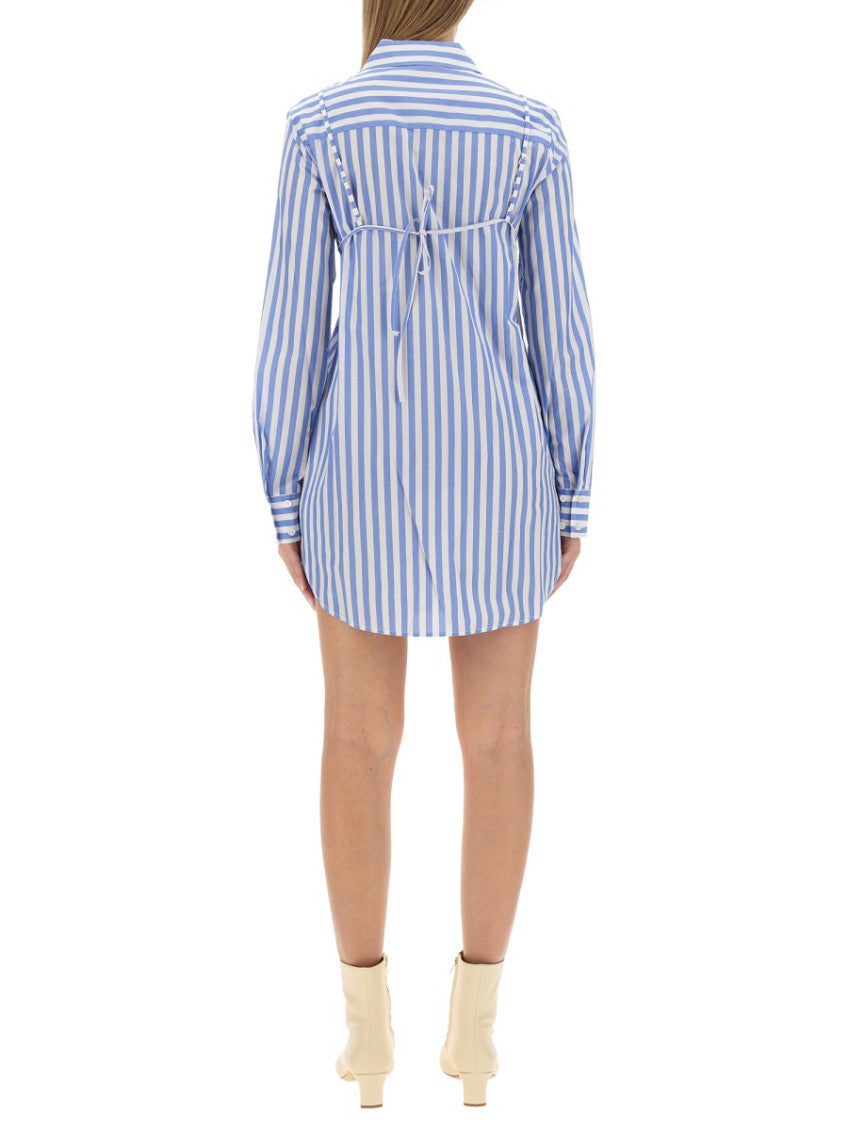Blue Stripes Shirt Collar Mini Dress 3