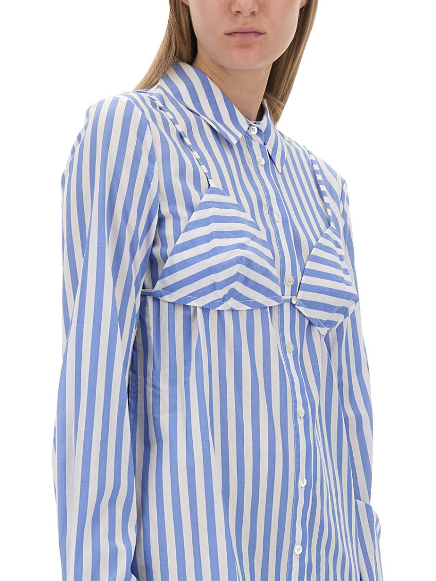 Blue Stripes Shirt Collar Mini Dress 4