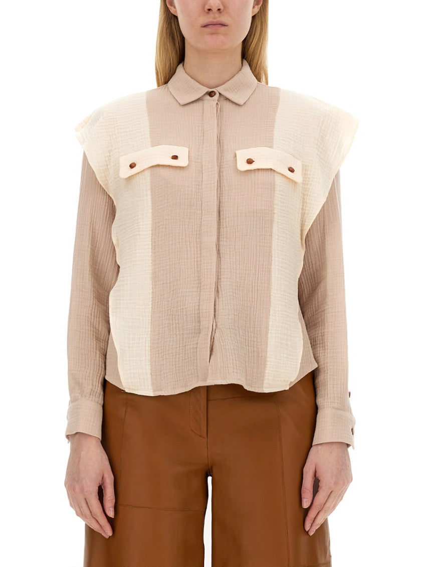 Beige Regular Color Block Shirt 1