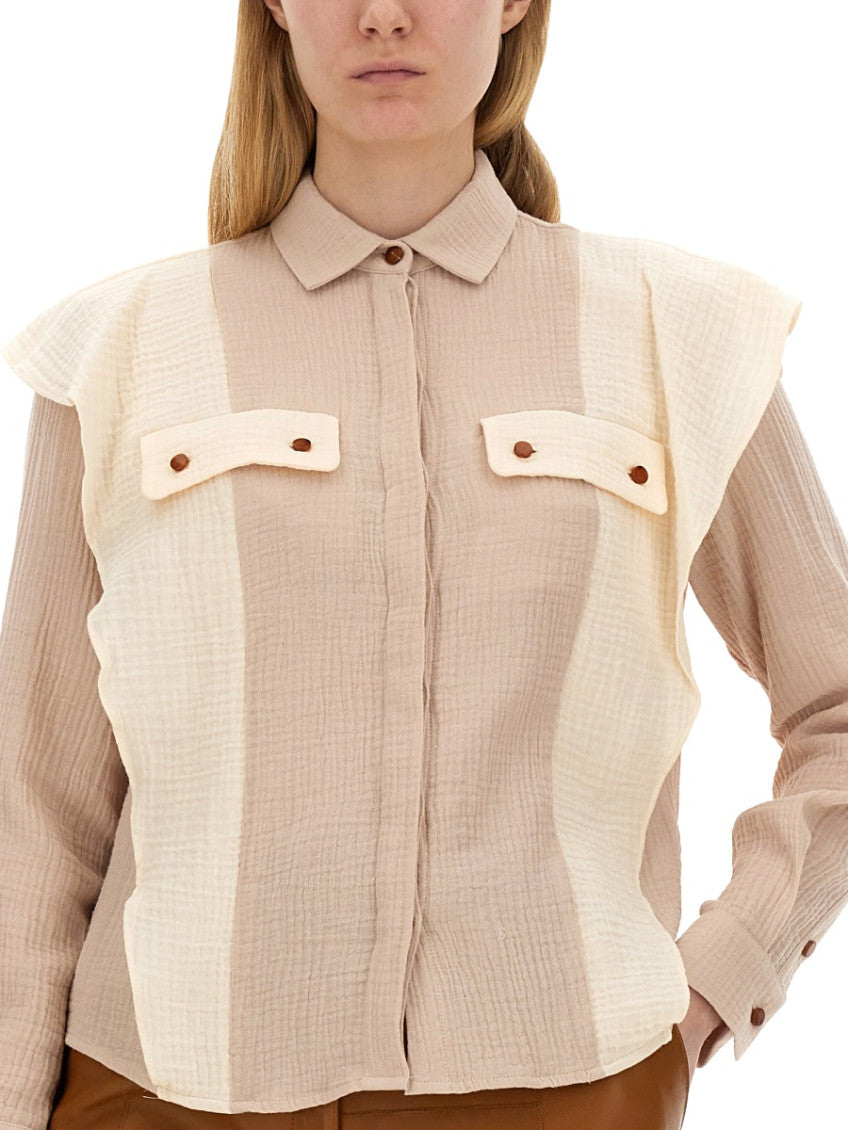 Beige Regular Color Block Shirt 3