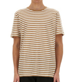 Beige Stripes Crew Neck T-Shirt 1