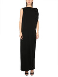 Black Solid Boat Neck Maxi Dress 1