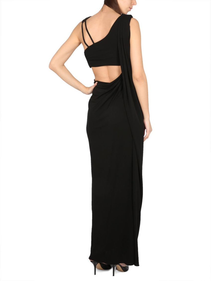 Black Solid Boat Neck Maxi Dress 2