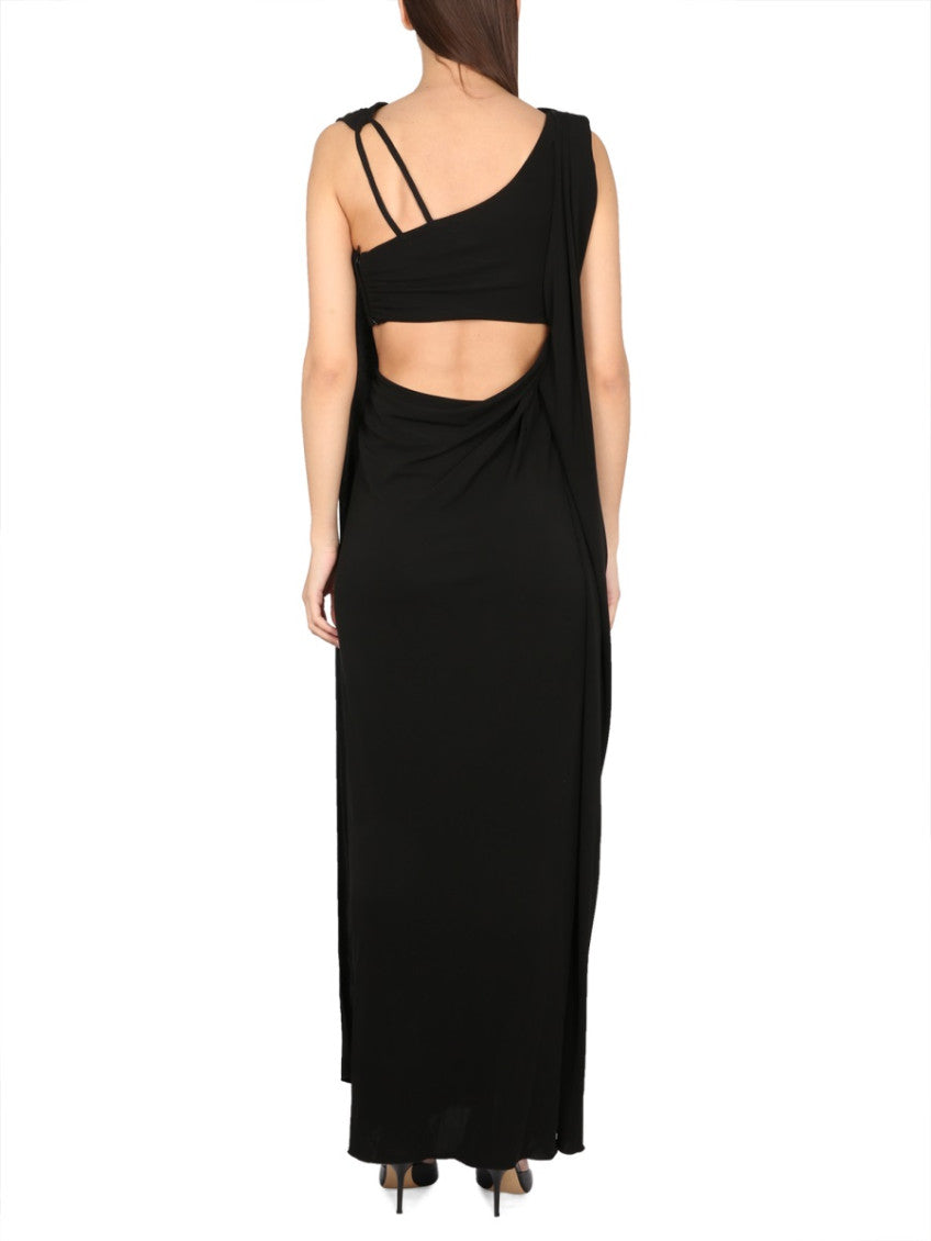 Black Solid Boat Neck Maxi Dress 3