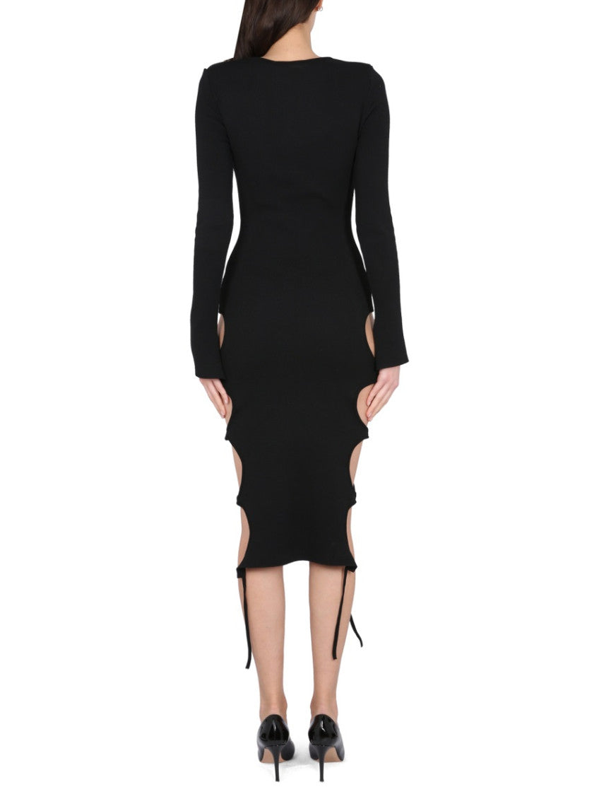 Black Round Neck Midi Dress 3