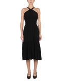 Black Pleated Halter Neck Midi Dress 1