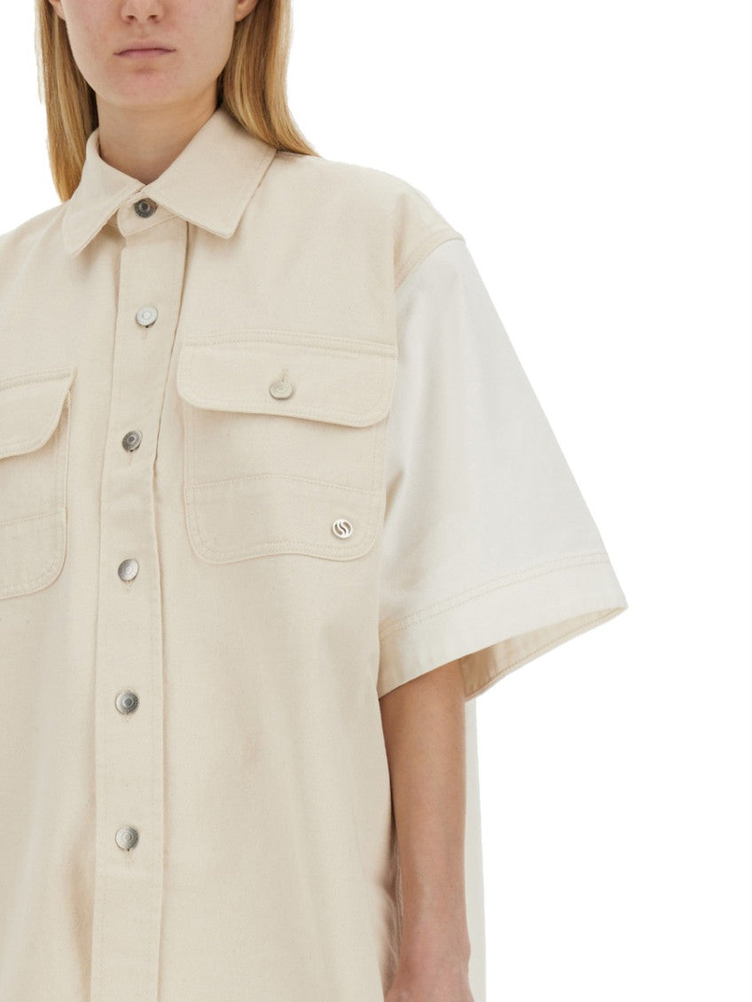 Beige Oversized Solid Shirt 3