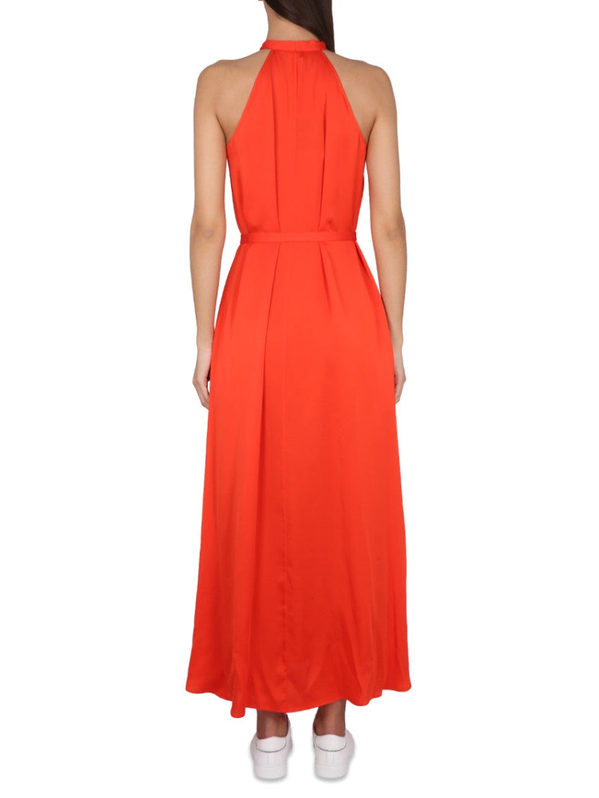 Orange Halter Neck Maxi Dress 3