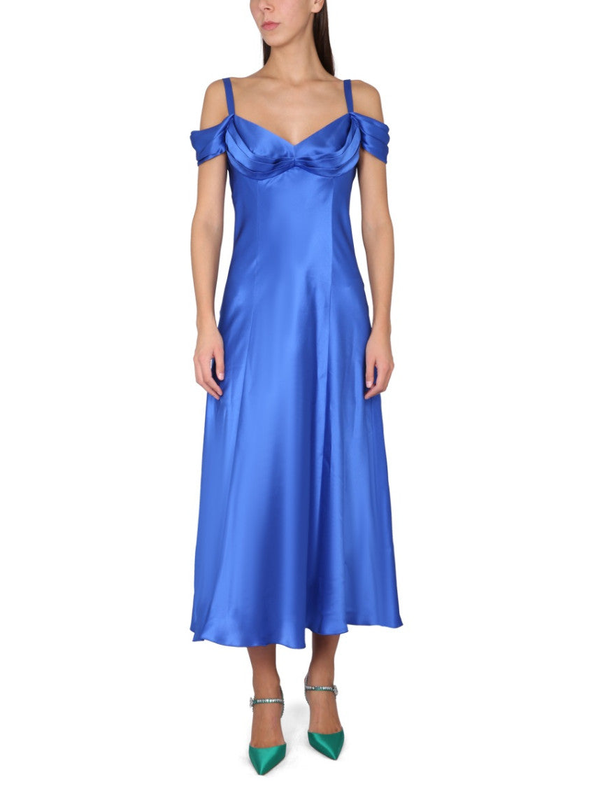Blue Off Shoulder Midi Dress 2