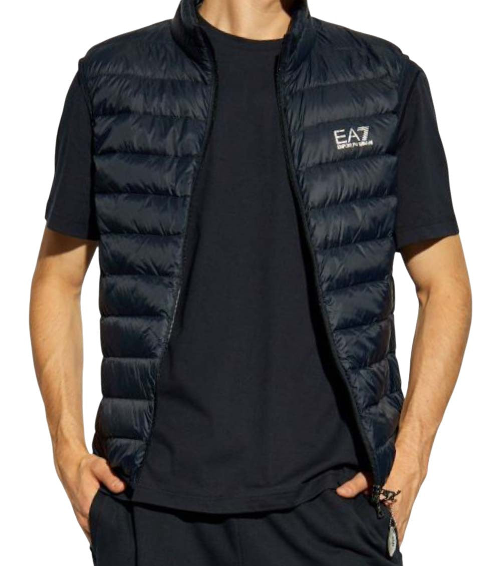 Blue Quilted Band Collar Jacket 3