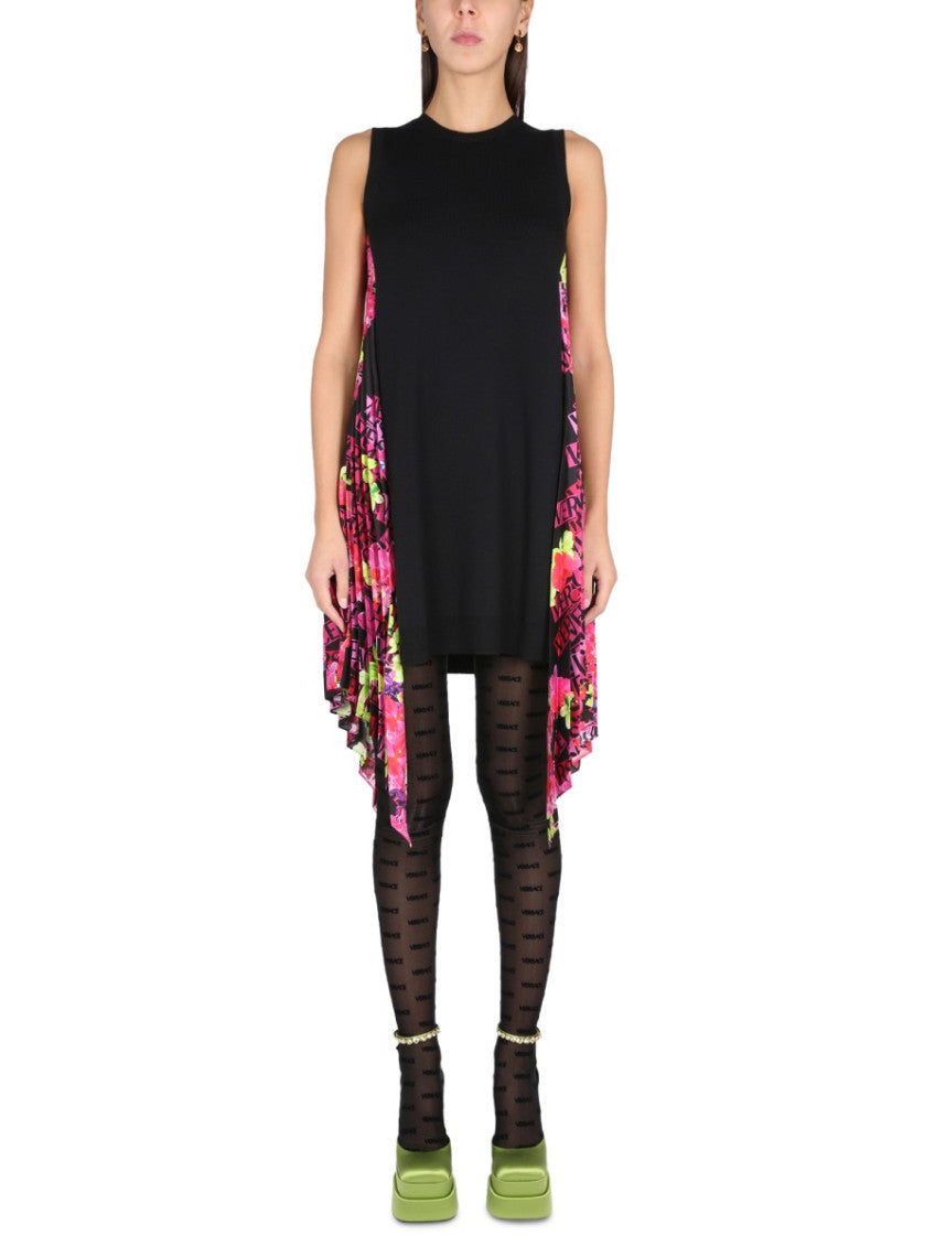 Black Printed Round Neck Mini Dress 1