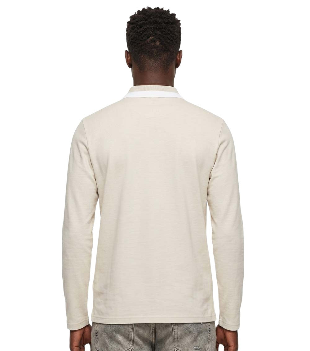 Beige Solid Shirt Collar Polo 2
