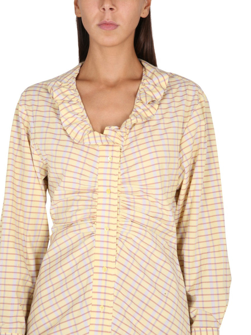 Yellow Checks Round Neck Mini Dress 4