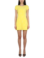 Yellow Textured Round Neck Mini Dress 1
