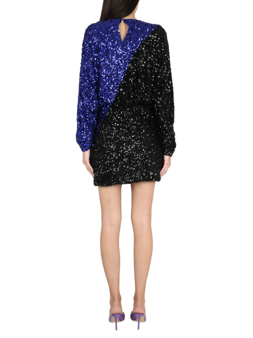 Multicolor Embellished Round Neck Mini Dress 3