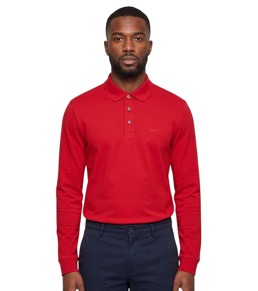 Red Solid Shirt Collar Polo 1