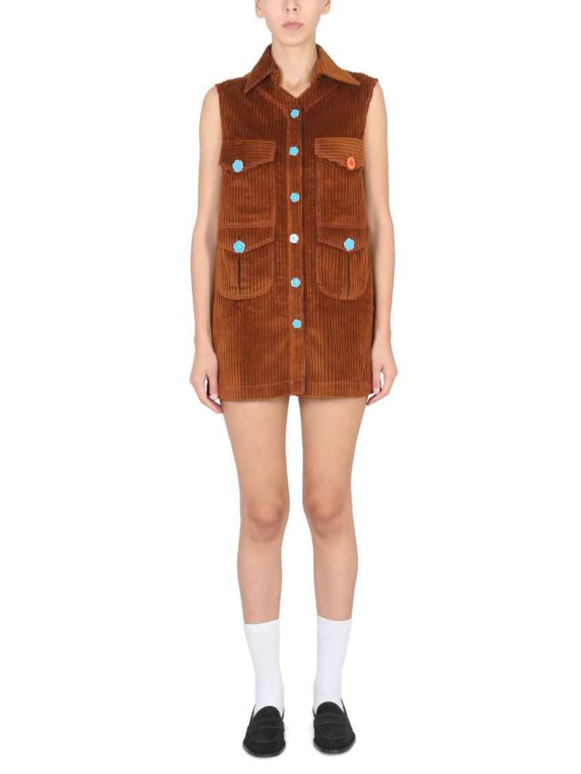 Brown Shirt Collar Mini Dress 1