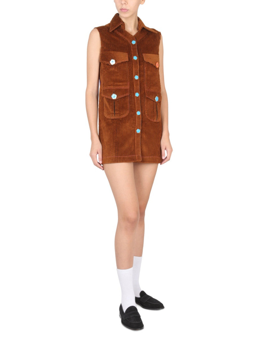 Brown Shirt Collar Mini Dress 2