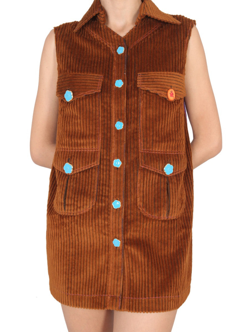 Brown Shirt Collar Mini Dress 4