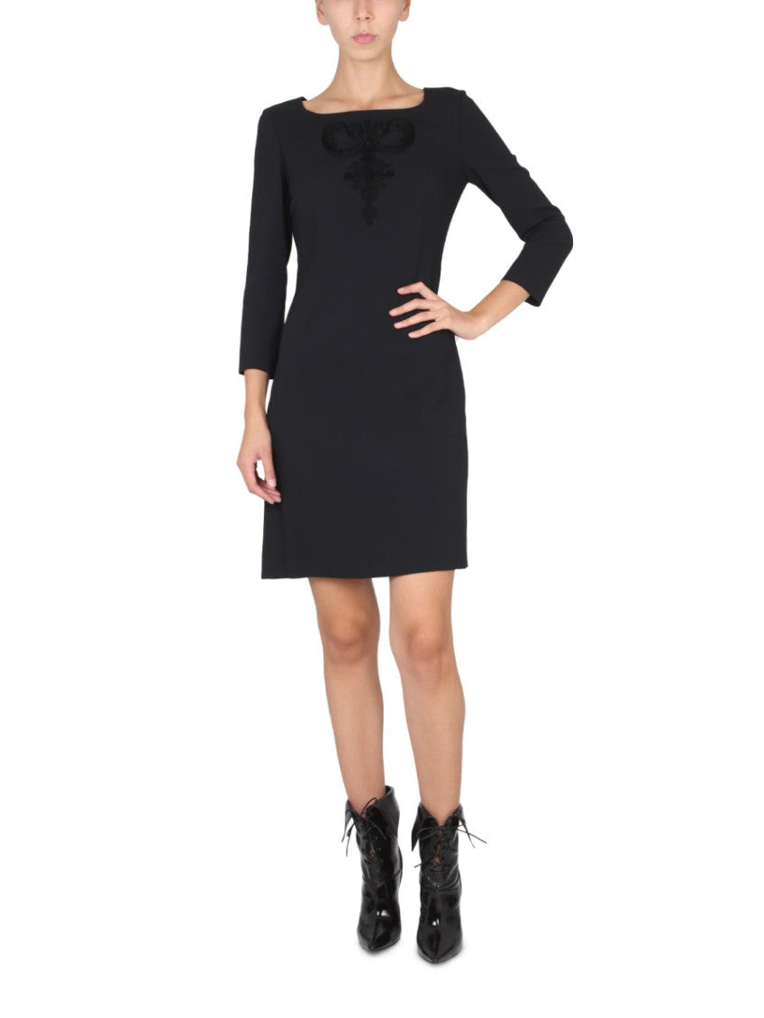 Black Embellished Boat Neck Dress 2