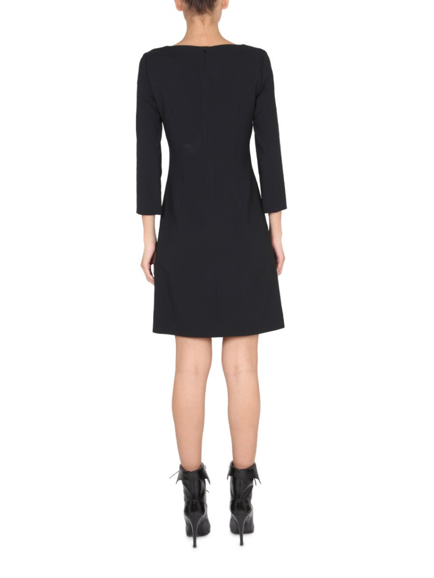 Black Embellished Boat Neck Dress 3