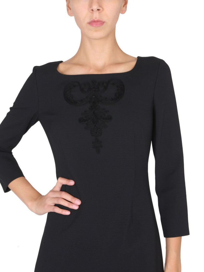 Black Embellished Boat Neck Dress 4