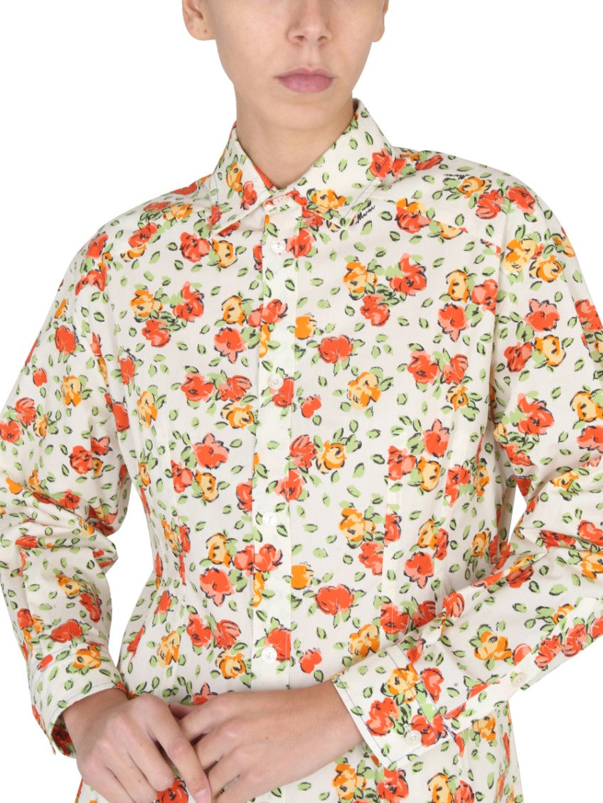 Multicolor Floral Shirt Collar Mini Dress 4