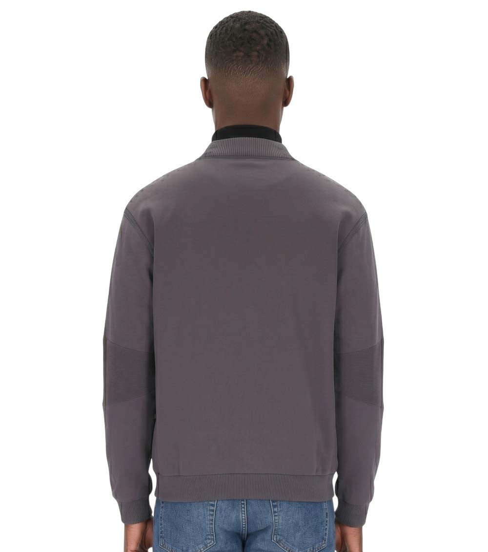 Grey Solid Shawl Neck Sweatshirt 2
