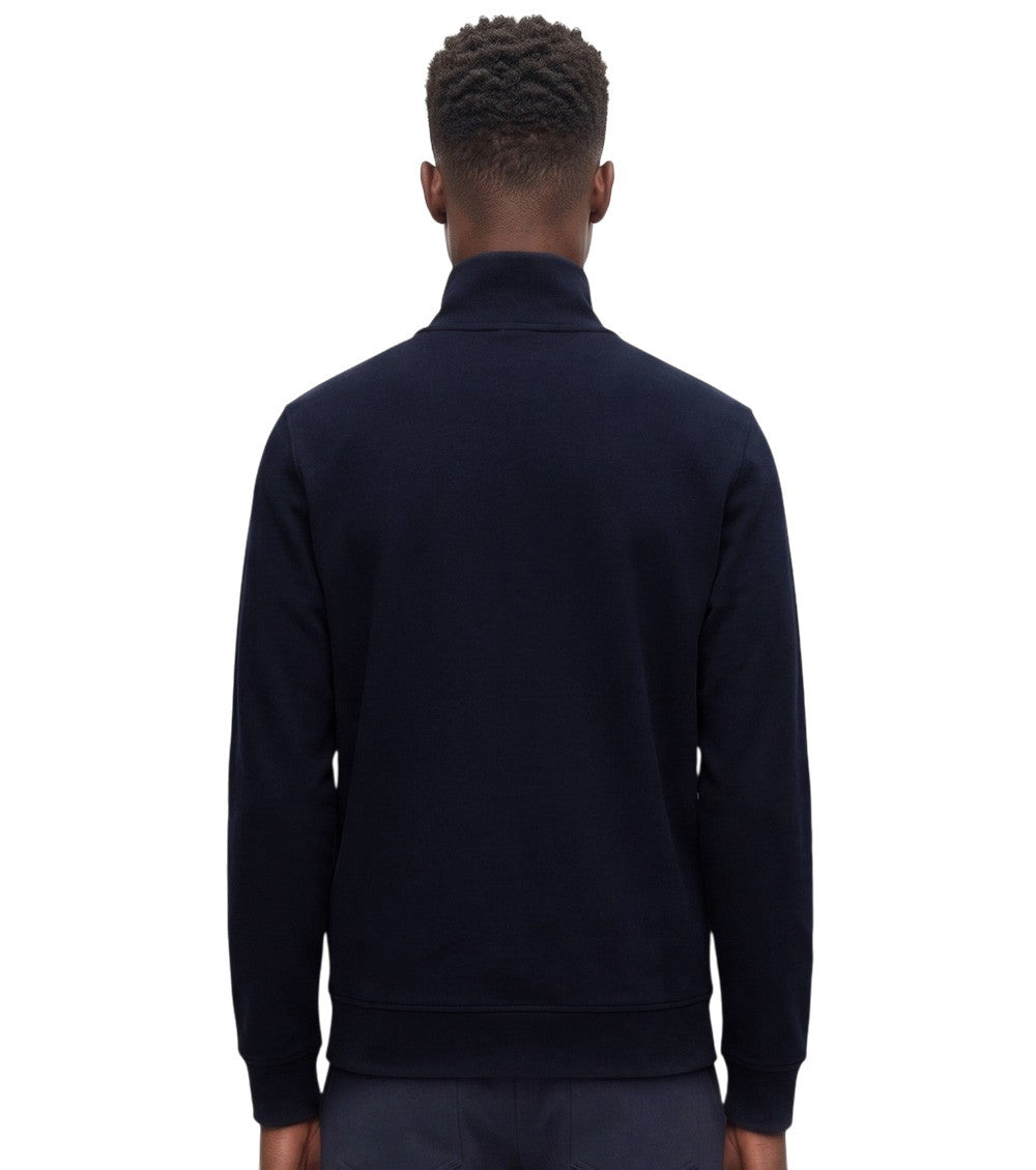 Navy Blue Solid Mock Collar Sweatshirt 2