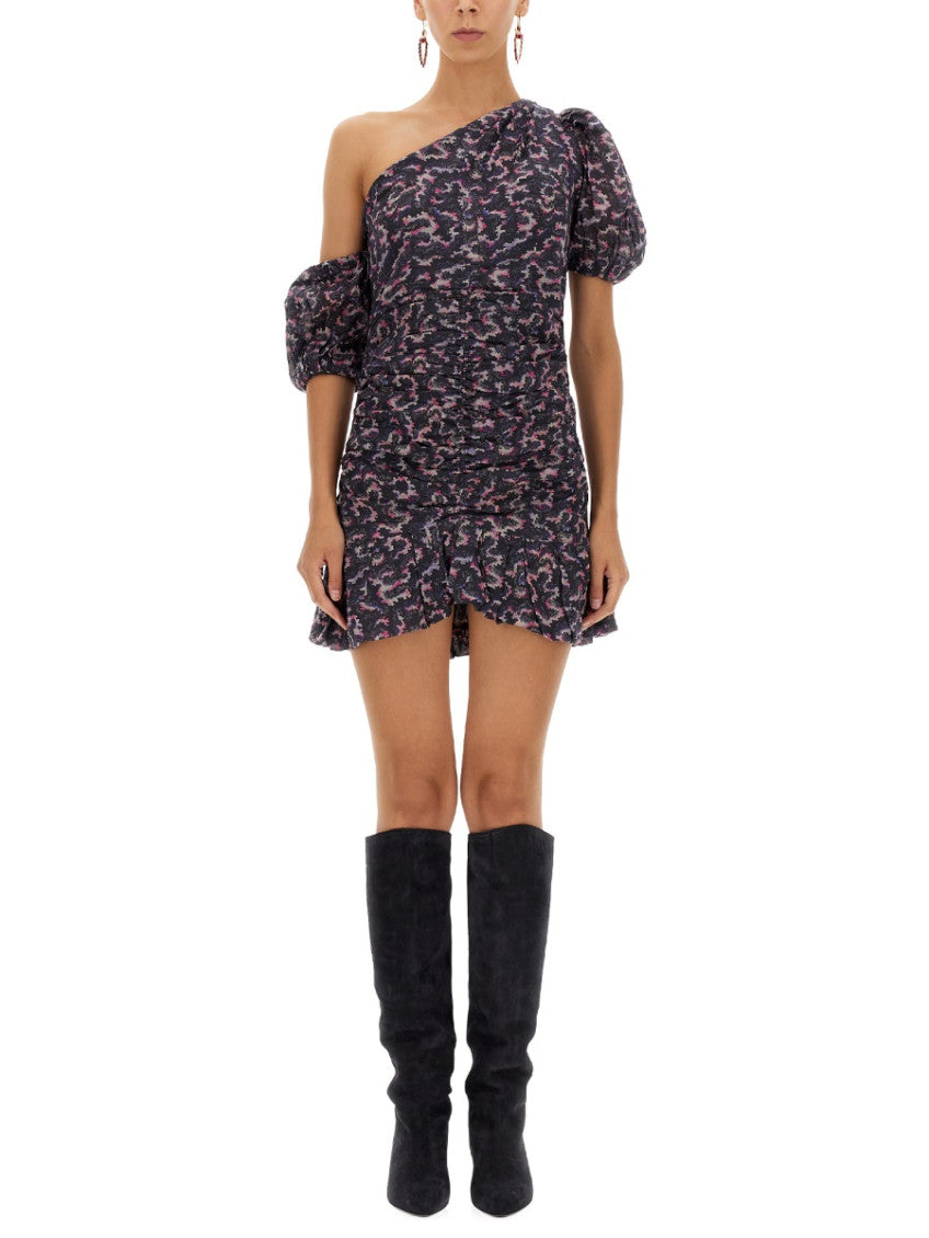 Black Abstract One Shoulder Mini Dress 1