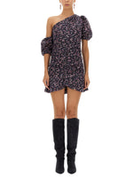 Black Abstract One Shoulder Mini Dress 1