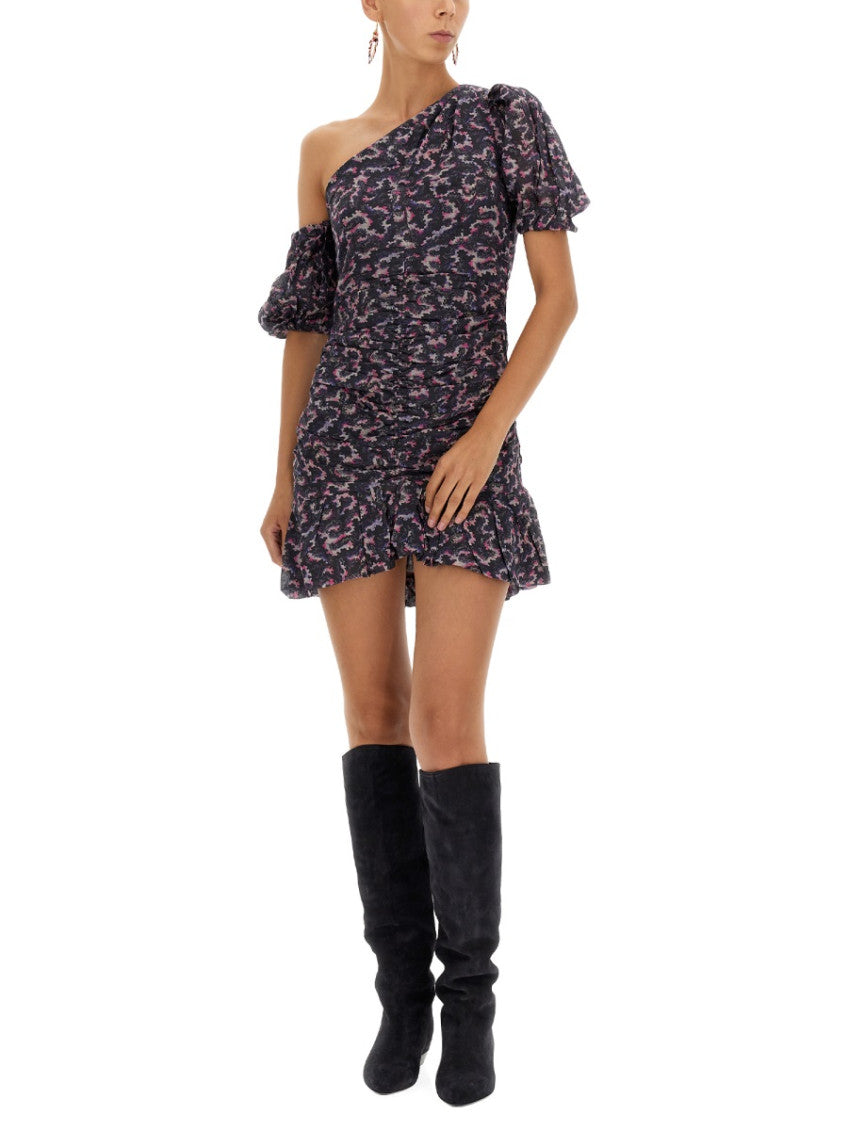 Black Abstract One Shoulder Mini Dress 2