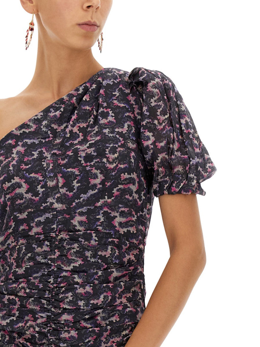 Black Abstract One Shoulder Mini Dress 4