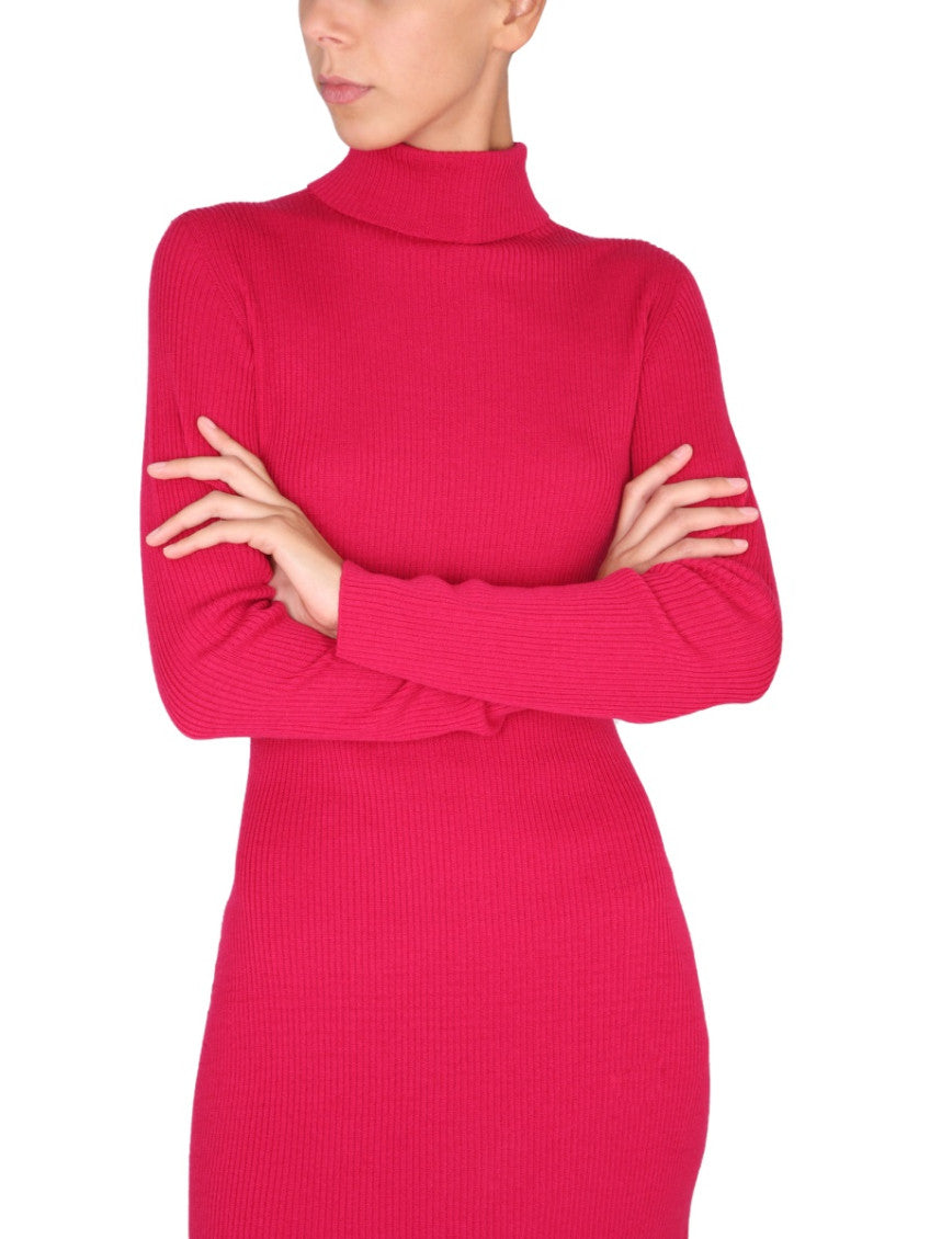 Fuchsia Knitted Turtle Neck Mini Dress 4