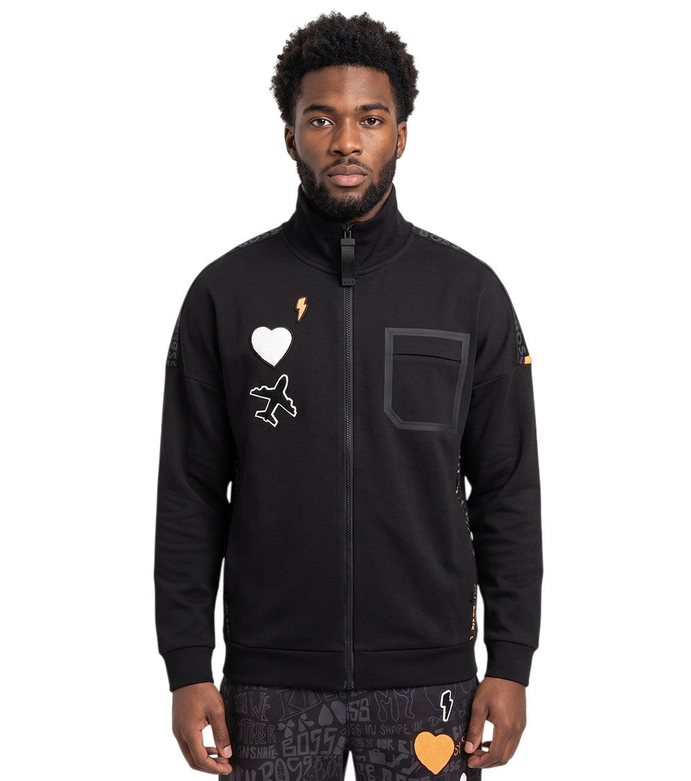 Black Graphic Mock Collar Sweatshirt 1