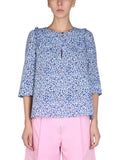 Blue Relaxed Animal Print Top 1