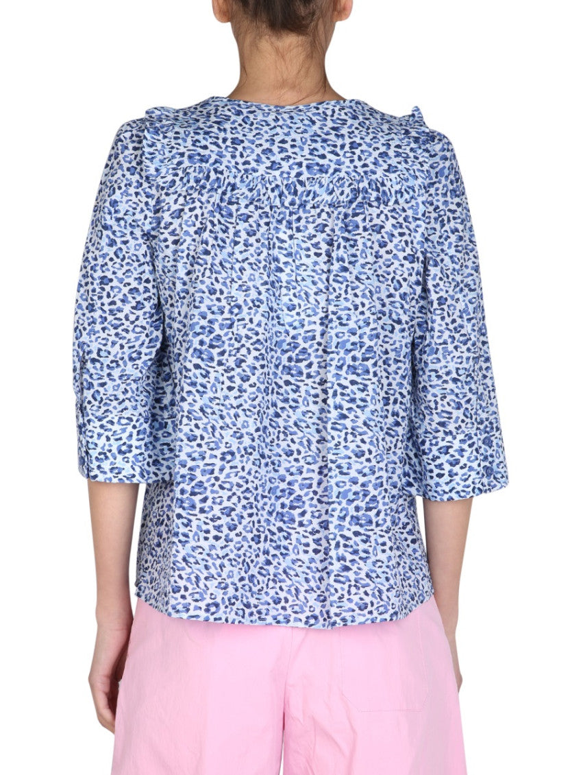 Blue Relaxed Animal Print Top 2