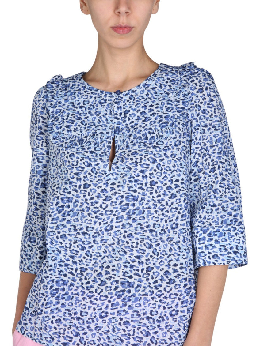 Blue Relaxed Animal Print Top 3